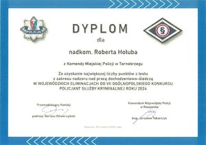 Dyplom dla nadkomisarza Roberta Hołuba